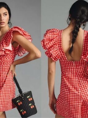 Hutch V-Neck Ruffle-Sleeve Romper